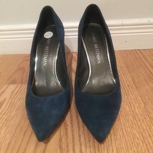 stuart weiztman heist blue navy suede pumps